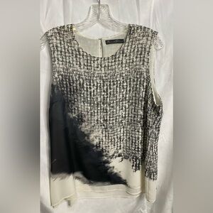 Black and Cream sleeveless blouse